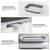 Darrahopens Home & Garden > Kitchenware > Kitchen Utensils Collapsible Dish Rack with Utensil Section Space-Saving Drying Rack for Compact Kitchens & Camping