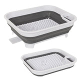 Darrahopens Home & Garden > Kitchenware > Kitchen Utensils Collapsible Dish Rack with Utensil Section Space-Saving Drying Rack for Compact Kitchens & Camping