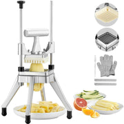 Commercial Vegetable Fruit Chopper 3/8 Inch Blade Heavy Duty Stainless Steel Food Dicer French Fry Cutter Onion Slicer for Potato Tomato Peppers Mushroom Silver