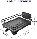 Darrahopens Home & Garden > Kitchenware > Kitchen Utensils Dish Drying Rack - Multi-Functional Dish Rack for Kitchen Counter with Cutlery Holder, Rust-Proof Storage Solution with Rotatable,  Black