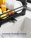Darrahopens Home & Garden > Kitchenware > Kitchen Utensils Dish Drying Rack - Multi-Functional Dish Rack for Kitchen Counter with Cutlery Holder, Rust-Proof Storage Solution with Rotatable,  Black