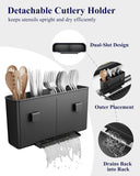 Darrahopens Home & Garden > Kitchenware > Kitchen Utensils Dish Drying Rack - Multi-Functional Dish Rack for Kitchen Counter with Cutlery Holder, Rust-Proof Storage Solution with Rotatable,  Black