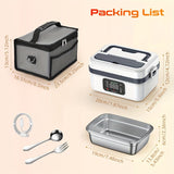 Darrahopens Home & Garden > Kitchenware > Kitchen Utensils Electric Heating Insulated Lunch Box | 304 Stainless Steel Portable Insulated Storage Container, Suitable for Office, Camping, Picnics | Compact Insulated Food Container with Charging Function, No Water Needed(black)