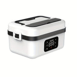 Darrahopens Home & Garden > Kitchenware > Kitchen Utensils Electric Heating Insulated Lunch Box | 304 Stainless Steel Portable Insulated Storage Container, Suitable for Office, Camping, Picnics | Compact Insulated Food Container with Charging Function, No Water Needed(black)