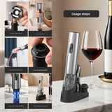 Darrahopens Home & Garden > Kitchenware > Kitchen Utensils Electric Wine Opener Set 2-in-1 Rechargeable Automatic Corkscrew with Vacuum Seal Base Aerator Foil Cutter Professional Barware Australian Home Use