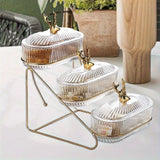 Darrahopens Home & Garden > Kitchenware > Kitchen Utensils Fashion Three-Tier Covered Snack and Fruit Tray - Sturdy Metal Frame, Nordic Design, Suitable for Kitchen, Living Room, and Parties | Perfect for Holding Dried Fruits, Candies, Nuts | Easy to Clean, Versatile Appetizer Plate, Ideal for Serving and Hosting