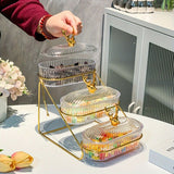 Darrahopens Home & Garden > Kitchenware > Kitchen Utensils Fashion Three-Tier Covered Snack and Fruit Tray - Sturdy Metal Frame, Nordic Design, Suitable for Kitchen, Living Room, and Parties | Perfect for Holding Dried Fruits, Candies, Nuts | Easy to Clean, Versatile Appetizer Plate, Ideal for Serving and Hosting