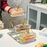 Darrahopens Home & Garden > Kitchenware > Kitchen Utensils Fashion Three-Tier Covered Snack and Fruit Tray - Sturdy Metal Frame, Nordic Design, Suitable for Kitchen, Living Room, and Parties | Perfect for Holding Dried Fruits, Candies, Nuts | Easy to Clean, Versatile Appetizer Plate, Ideal for Serving and Hosting