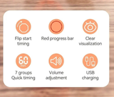 Darrahopens Home & Garden > Kitchenware > Kitchen Utensils Flip to Start Timing, Efficiency Tool! 7 Presets + Visualized Progress, Gravity Sensor Timer, Universal for Study/Kitchen/Fitness/Baking（BLACK)