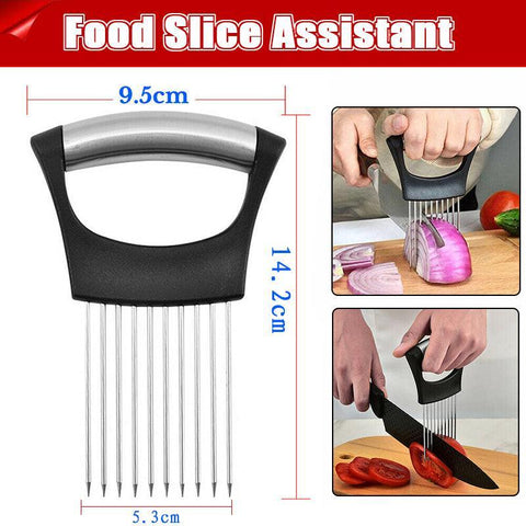 Darrahopens Home & Garden > Kitchenware > Kitchen Utensils Food Slice Assistant Onion Slicer Cutter Fish Meat Potato Vegetable Holder Tool