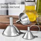 Darrahopens Home & Garden > Kitchenware > Kitchen Utensils Funnels - Set of 3 - Stainless Steel Funnels - Food Grade Mini Kitchen Funnels - For transferring essential oils and liquids; small funnels for filling bottles, flasks, and boiling.