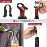 Darrahopens Home & Garden > Kitchenware > Kitchen Utensils Goose-Style Rapid Wine Opener Set 20 x 13 cm – Heavy-Duty Lever Corkscrew with Foil Cutter, Pourer, Stopper, and Extra Spiral Worm – Premium Stainless Steel Wine Kit in Gift Box (Black)