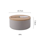 Darrahopens Home & Garden > Kitchenware > Kitchen Utensils Gray Nordic Ceramic Butter Dish with Knife - Airtight Cheese Container with Bamboo Lid, Kitchen Storage