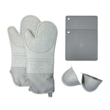 Darrahopens Home & Garden > Kitchenware > Kitchen Utensils Grayish Set BPA-Free Non-Slip Silicone Oven Mitts - Heat Resistant Gloves with Honeycomb Pattern for Kitchen Safety