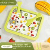 Darrahopens Home & Garden > Kitchenware > Kitchen Utensils Green DIY Rolled Ice Cream Maker Pan Instant Frozen Yoghurt & Sorbet Tray 304 Stainless Steel No Electricity Required with Spatulas