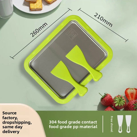 Darrahopens Home & Garden > Kitchenware > Kitchen Utensils Green DIY Rolled Ice Cream Maker Pan Instant Frozen Yoghurt & Sorbet Tray 304 Stainless Steel No Electricity Required with Spatulas