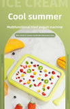 Darrahopens Home & Garden > Kitchenware > Kitchen Utensils Green DIY Rolled Ice Cream Maker Pan Instant Frozen Yoghurt & Sorbet Tray 304 Stainless Steel No Electricity Required with Spatulas