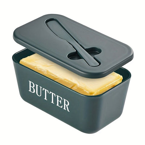Darrahopens Home & Garden > Kitchenware > Kitchen Utensils GREEN **Food-Grade PP Large Butter Keeper with Cutting Blade | Airtight, Drying-Resistant, Easy to Slice – Long-Lasting Freshness, Your Kitchen & Baking Essential Helper**