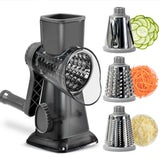 Darrahopens Home & Garden > Kitchenware > Kitchen Utensils Grey Rotary Cheese Grater & Vegetable Slicer - Manual Shredder with 3 Interchangeable Drums