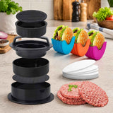 Darrahopens Home & Garden > Kitchenware > Kitchen Utensils Hamburger Patty Press with 100 Pcs Silicone Paper & 3 Burger Clips