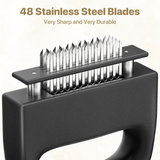 Darrahopens Home & Garden > Kitchenware > Kitchen Utensils Heavy-duty meat tenderizer with 48 stainless steel needles and a locking mechanism – suitable for tenderizing steaks, beef, pork, turkey, fish, and poultry. Can be used with marinades. The black ABS handle is designed for professional kitchens.