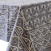 Darrahopens Home & Garden > Kitchenware > Kitchen Utensils Kolka Lotus Handle Block-Printed Simple Dining Table Tablecloth - Grey In Australia - Darrahopens