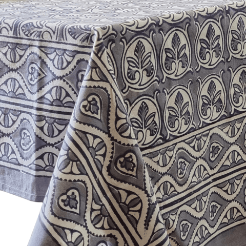Darrahopens Home & Garden > Kitchenware > Kitchen Utensils Kolka Lotus Handle Block-Printed Simple Dining Table Tablecloth - Grey In Australia - Darrahopens