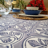 Darrahopens Home & Garden > Kitchenware > Kitchen Utensils Kolka Lotus Handle Block-Printed Simple Dining Table Tablecloth - Grey In Australia - Darrahopens