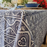 Darrahopens Home & Garden > Kitchenware > Kitchen Utensils Kolka Lotus Handle Block-Printed Simple Dining Table Tablecloth - Grey In Australia - Darrahopens