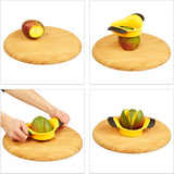 Darrahopens Home & Garden > Kitchenware > Kitchen Utensils Mango Slicer, Split & Core Mangoes, Non-Slip Handles, Stainless Steel Blade, Slicer, Black-Yellow_yux