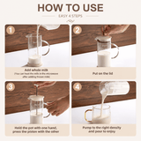 Darrahopens Home & Garden > Kitchenware > Kitchen Utensils Manual Milk Frother Glass Mug 450ml Hand Press Coffee Foamer Stainless Steel Filter Barista Style Milk Foam Maker for Home Coffee Latte Cappuccino