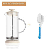 Darrahopens Home & Garden > Kitchenware > Kitchen Utensils Manual Milk Frother Glass Mug 450ml Hand Press Coffee Foamer Stainless Steel Filter Barista Style Milk Foam Maker for Home Coffee Latte Cappuccino