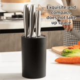Darrahopens Home & Garden > Kitchenware > Kitchen Utensils Matte Black Modern Multi-Slot Knife Block with Secure Wave Insert & Drainage - Space-Saving and Smooth Withdrawal, Preventing Fallout Design