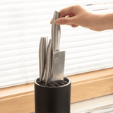 Darrahopens Home & Garden > Kitchenware > Kitchen Utensils Matte Black Modern Multi-Slot Knife Block with Secure Wave Insert & Drainage - Space-Saving and Smooth Withdrawal, Preventing Fallout Design