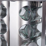 Darrahopens Home & Garden > Kitchenware > Kitchen Utensils Modern stainless steel rounded corner rotating spice rack with 12 empty glass jars (88 ml each)