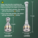 Darrahopens Home & Garden > Kitchenware > Kitchen Utensils Multi-Function Rotating Faucet Aerator – 360° Swivel Kitchen Sink Extender with Adjustable Flow Modes, 3-inch & 7-inch Lengths, Anti-Splash Sprayer for Washing, Cleaning, and Filling (Silver,Long)