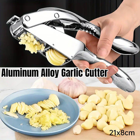 Darrahopens Home & Garden > Kitchenware > Kitchen Utensils Multifunctional Garlic Press Aluminum Alloy Two-in-One Garlic Cutter Masher Tool