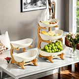 Darrahopens Home & Garden > Kitchenware > Kitchen Utensils **Nordic-Style Two-Tier Extendable Fruit Tray | Creative Living Room Snack Stand, Adjustable Height, Anti-Slip Expandable Display Tray**(White)
