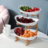 Darrahopens Home & Garden > Kitchenware > Kitchen Utensils **Nordic-Style Two-Tier Extendable Fruit Tray | Creative Living Room Snack Stand, Adjustable Height, Anti-Slip Expandable Display Tray**(White)