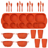 Darrahopens Home & Garden > Kitchenware > Kitchen Utensils Orange Durable Eco-Friendly Wheat Straw Dinnerware Set - 24 Pieces with Plates, Bowls, Cups & Cutlery