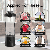 Darrahopens Home & Garden > Kitchenware > Kitchen Utensils Pink Portable Blender 600ml Personal Smoothie Maker USB Rechargeable Juicer Cup with 6 Stainless Steel Blades 4000mAh Battery for Gym Travel and Camping