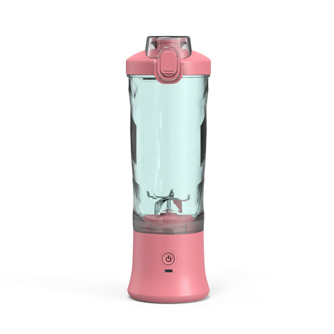 Darrahopens Home & Garden > Kitchenware > Kitchen Utensils Pink Portable Blender 600ml Personal Smoothie Maker USB Rechargeable Juicer Cup with 6 Stainless Steel Blades 4000mAh Battery for Gym Travel and Camping