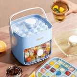 Darrahopens Home & Garden > Kitchenware > Kitchen Utensils Portable Ice Cube Maker with Storage Drawer – BPA-Free, 48-Cube Capacity, Push-Release Tray & Transparent Lid for Cocktails, Coffee, Whiskey(Blue)