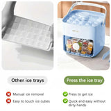 Darrahopens Home & Garden > Kitchenware > Kitchen Utensils Portable Ice Cube Maker with Storage Drawer – BPA-Free, 48-Cube Capacity, Push-Release Tray & Transparent Lid for Cocktails, Coffee, Whiskey(Blue)