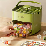 Darrahopens Home & Garden > Kitchenware > Kitchen Utensils Portable Ice Cube Maker with Storage Drawer – BPA-Free, 48-Cube Capacity, Push-Release Tray & Transparent Lid for Cocktails, Coffee, Whiskey(Green)