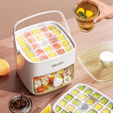 Darrahopens Home & Garden > Kitchenware > Kitchen Utensils Portable Ice Cube Maker with Storage Drawer – BPA-Free, 48-Cube Capacity, Push-Release Tray & Transparent Lid for Cocktails, Coffee, Whiskey(White)