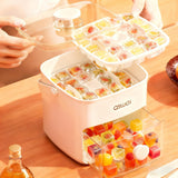 Darrahopens Home & Garden > Kitchenware > Kitchen Utensils Portable Ice Cube Maker with Storage Drawer – BPA-Free, 48-Cube Capacity, Push-Release Tray & Transparent Lid for Cocktails, Coffee, Whiskey(White)
