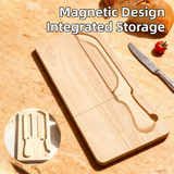 Darrahopens Home & Garden > Kitchenware > Kitchen Utensils Portable Magnetic Bread Slicing Set: Serrated Toast Knife with Integrated Wooden Cutting Board