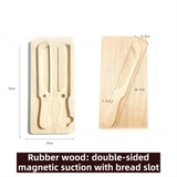 Darrahopens Home & Garden > Kitchenware > Kitchen Utensils Portable Magnetic Bread Slicing Set: Serrated Toast Knife with Integrated Wooden Cutting Board
