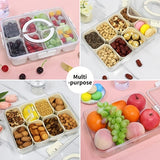 Darrahopens Home & Garden > Kitchenware > Kitchen Utensils Portable Snack Box with Handle and Lid, 8-Compartment Divided Tray, Suitable for Cooked Food, Candy, and Fruit, Ideal for Travel and Picnics.